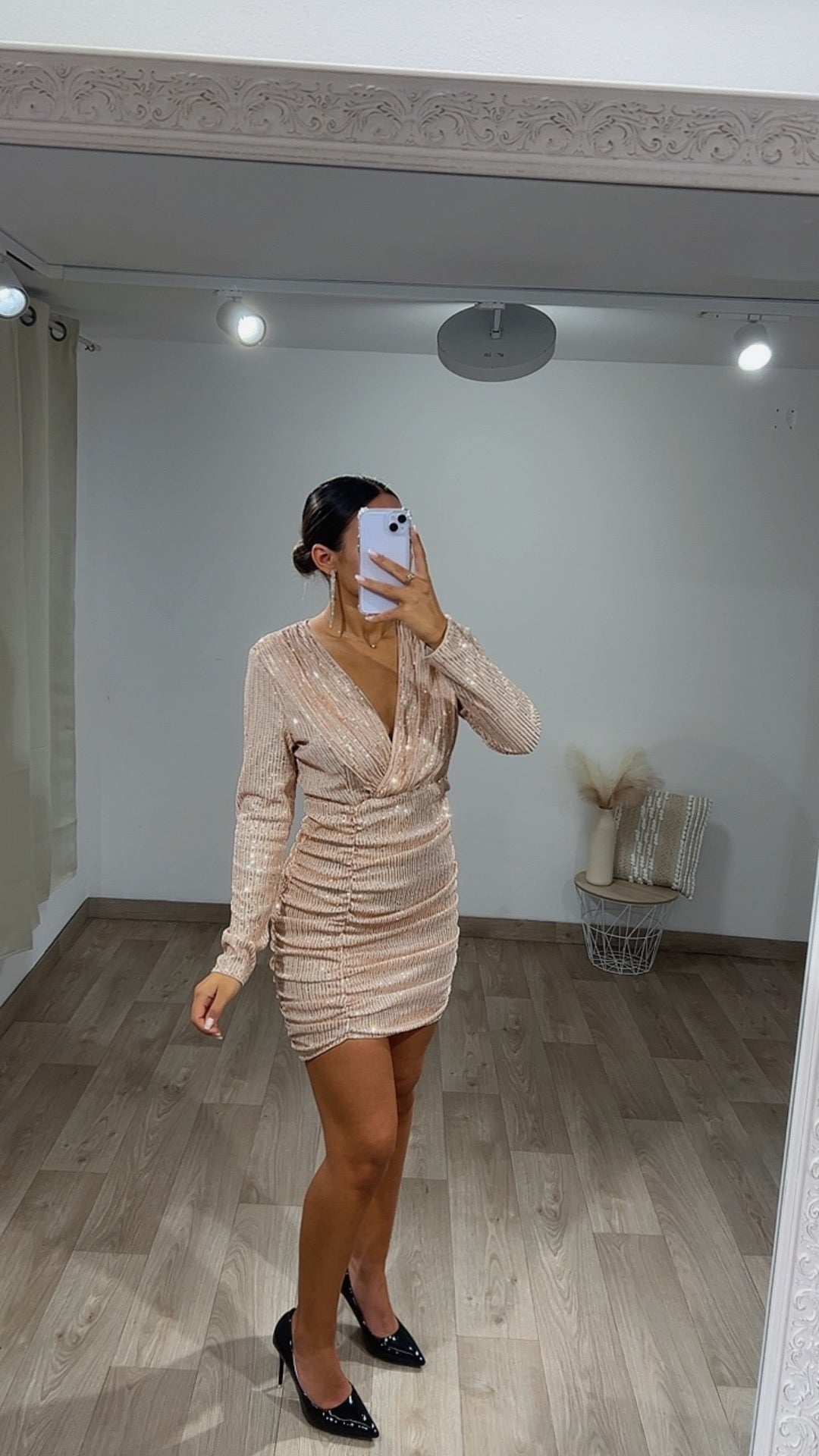 Robe sequin rose gold